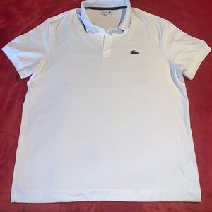 Lacoste Men's White Polo with Navy Crocodile Logo